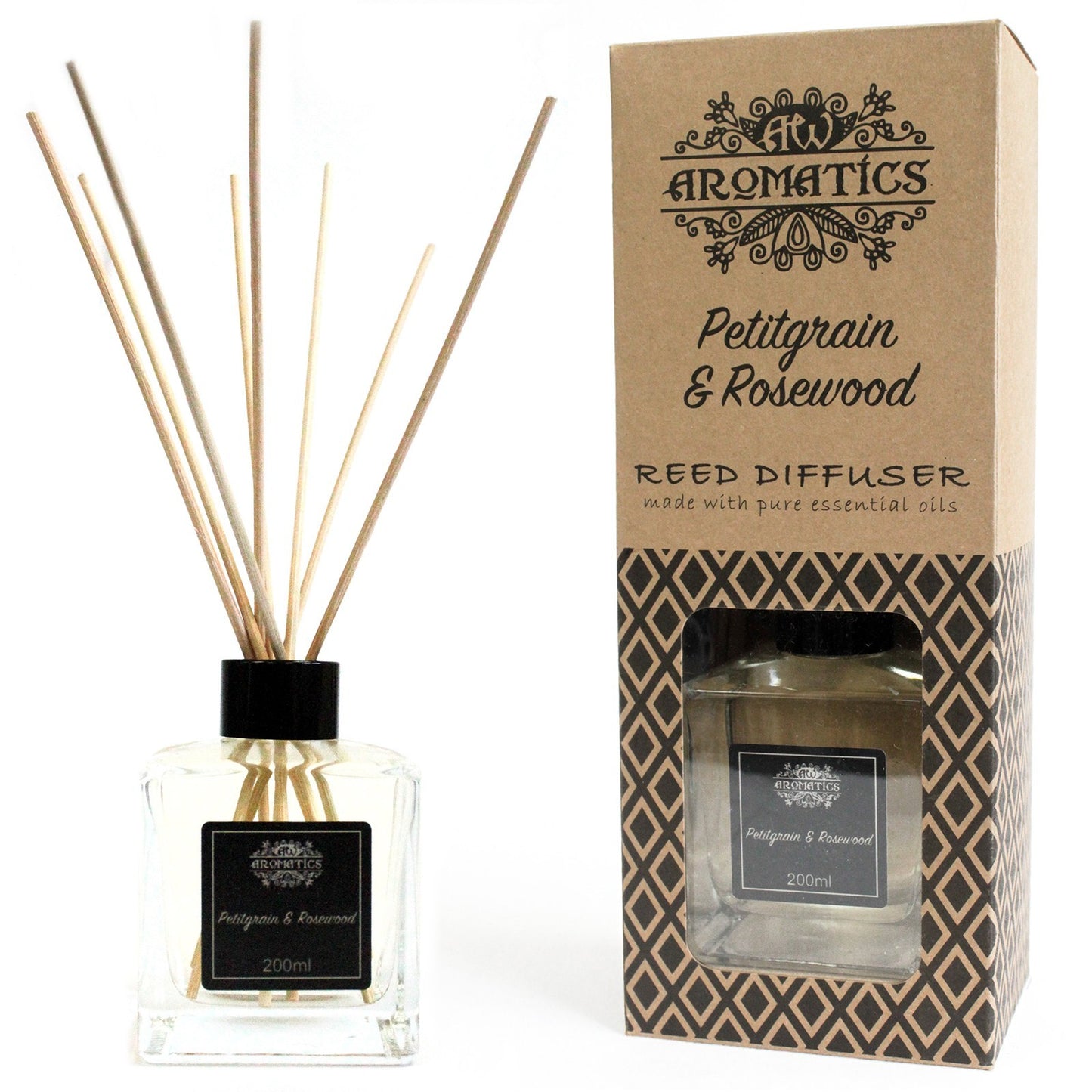Petitgrain & Rosewood Essential Oil Reed Diffuser – Natürliche Duftmagie für Ihr Zuhause - 200ml
