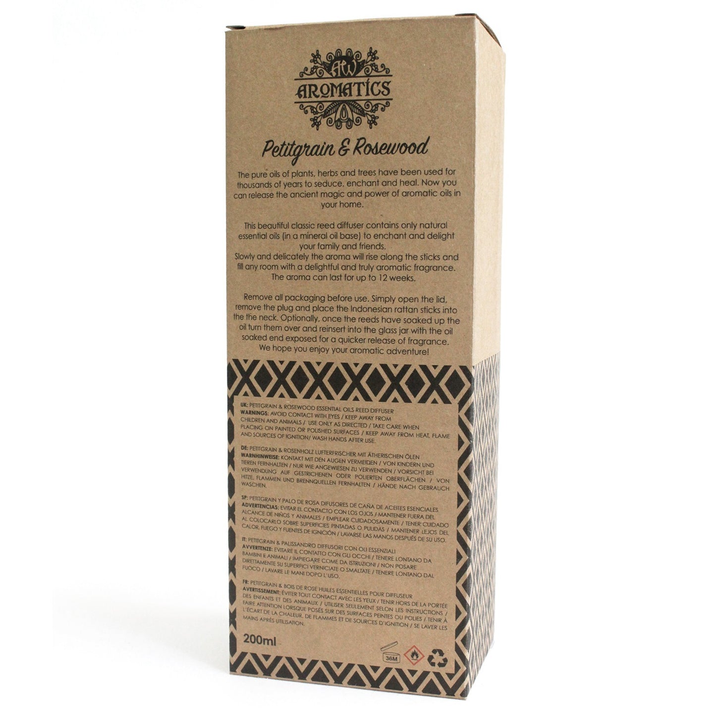 Petitgrain & Rosewood Essential Oil Reed Diffuser – Natürliche Duftmagie für Ihr Zuhause - 200ml