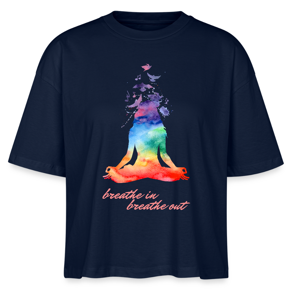 Stanley/Stella Frauen Boxy Bio-T-Shirt Nova - yoga breathe - Navy