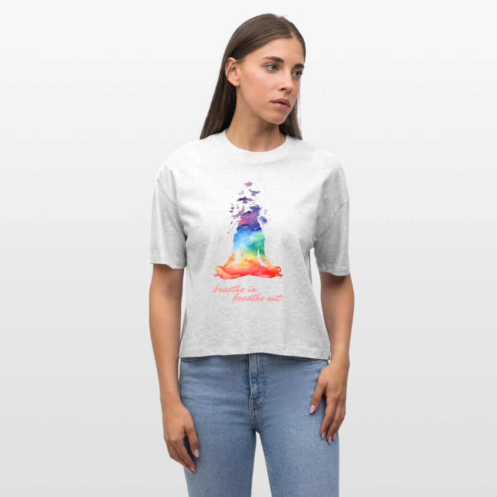 Stanley/Stella Frauen Boxy Bio-T-Shirt Nova - yoga breathe - Weiß meliert