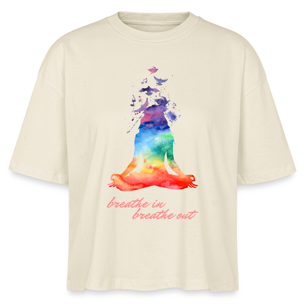 Stanley/Stella Frauen Boxy Bio-T-Shirt Nova - yoga breathe - Weißgrau