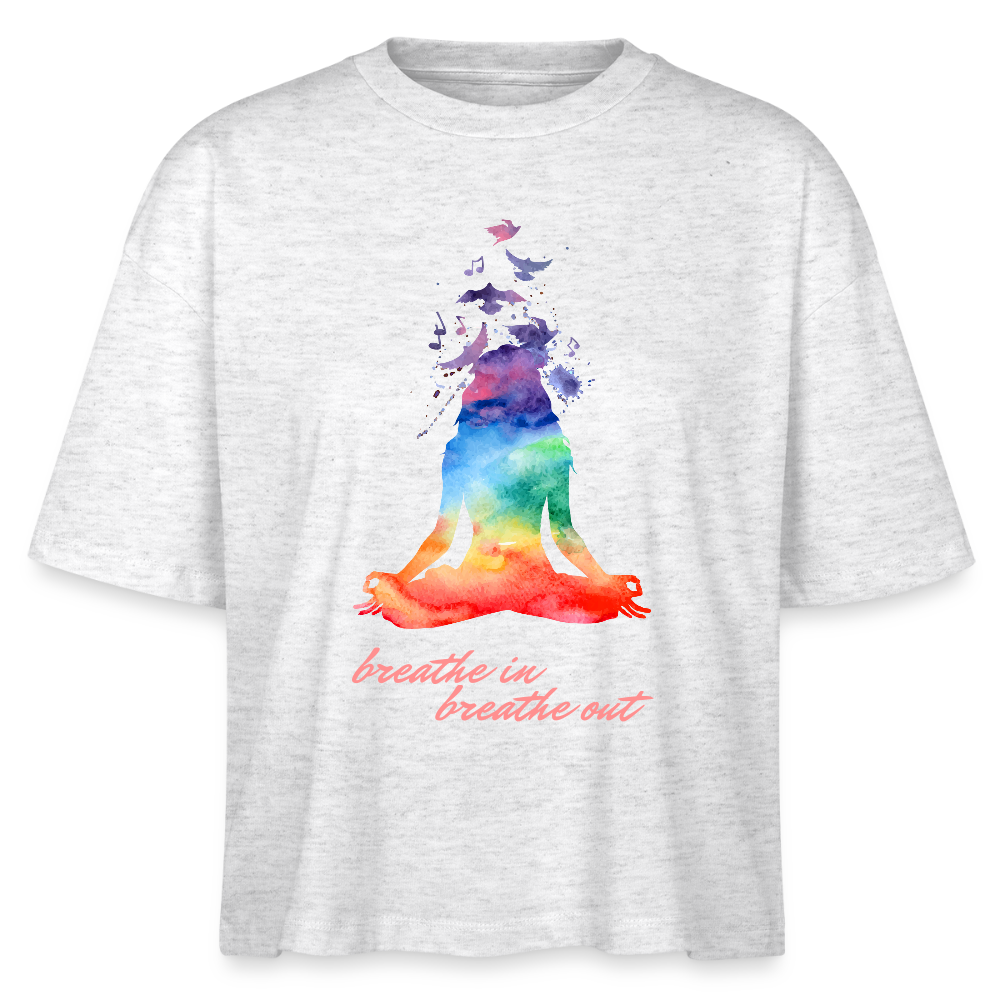Stanley/Stella Frauen Boxy Bio-T-Shirt Nova - yoga breathe - Weiß meliert