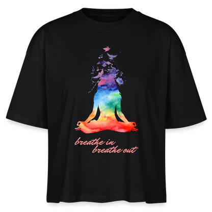 Stanley/Stella Frauen Boxy Bio-T-Shirt Nova - yoga breathe - Schwarz
