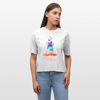 Stanley/Stella Frauen Boxy Bio-T-Shirt Nova - yoga breathe - Weiß meliert