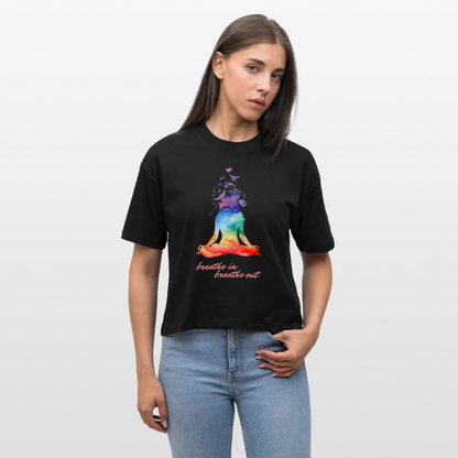 Stanley/Stella Frauen Boxy Bio-T-Shirt Nova - yoga breathe - Schwarz