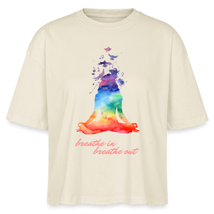 Stanley/Stella Frauen Boxy Bio-T-Shirt Nova - yoga breathe - Weißgrau
