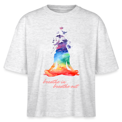 Stanley/Stella Frauen Boxy Bio-T-Shirt Nova - yoga breathe - Weiß meliert