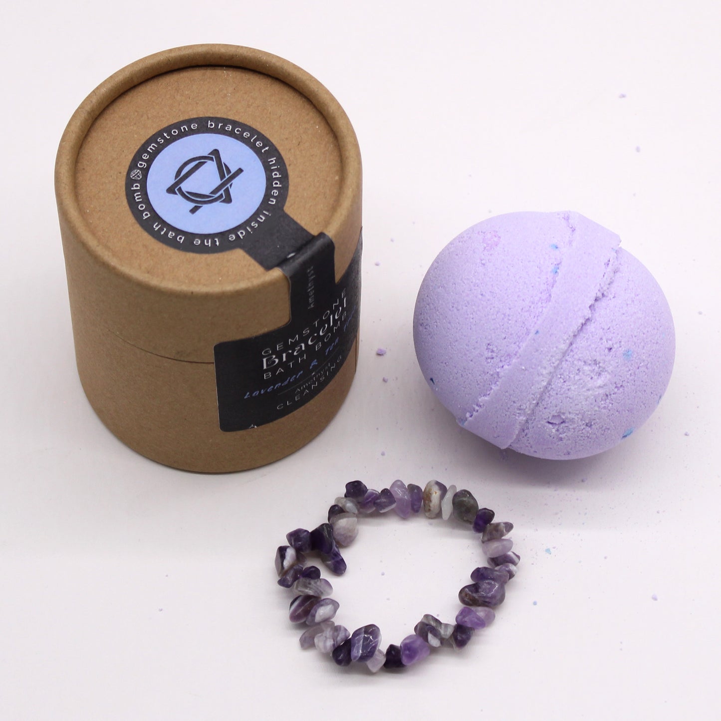 Amethyst Gem Bracelet Bath Bomb – Lavendel und Teebaum mit Meersalz